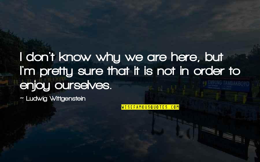Life Enjoy Quotes By Ludwig Wittgenstein: I don't know why we are here, but Life Enjoy Quotes By Ludwig Wittgenstein: I don't know why we are here, but