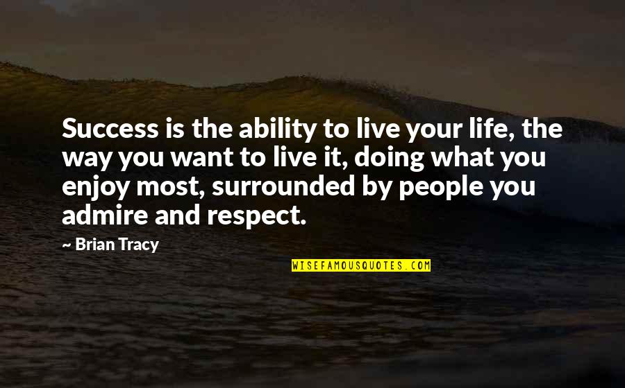 Life Enjoy Your Life Quotes By Brian Tracy: Success is the ability to live your life,