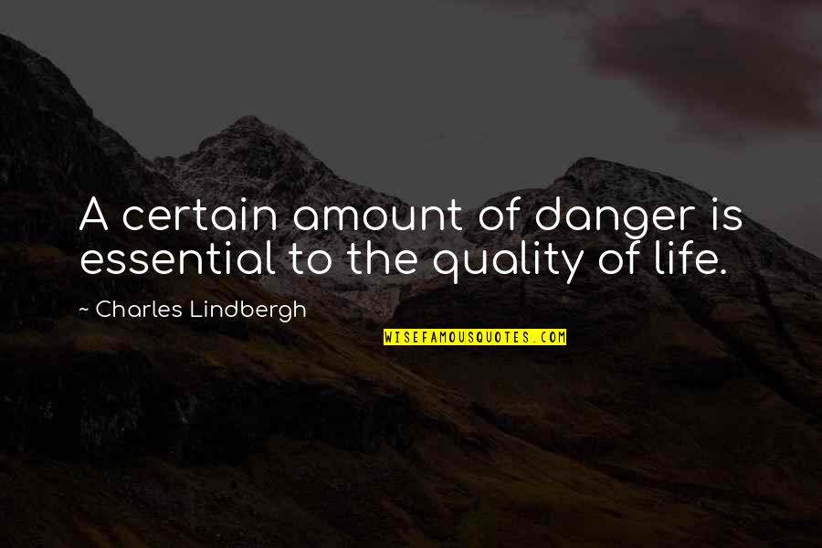 Life Essentials Quotes By Charles Lindbergh: A certain amount of danger is essential to Life Essentials Quotes By Charles Lindbergh: A certain amount of danger is essential to