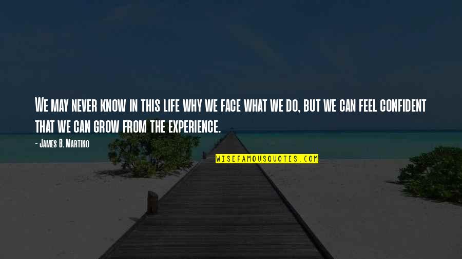 Life Experience Quotes By James B. Martino: We may never know in this life why