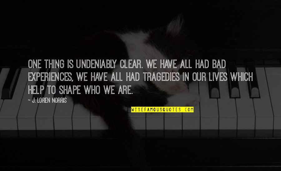 Life Experiences Shape Who You Are Quotes By J. Loren Norris: One thing is undeniably clear. We have all