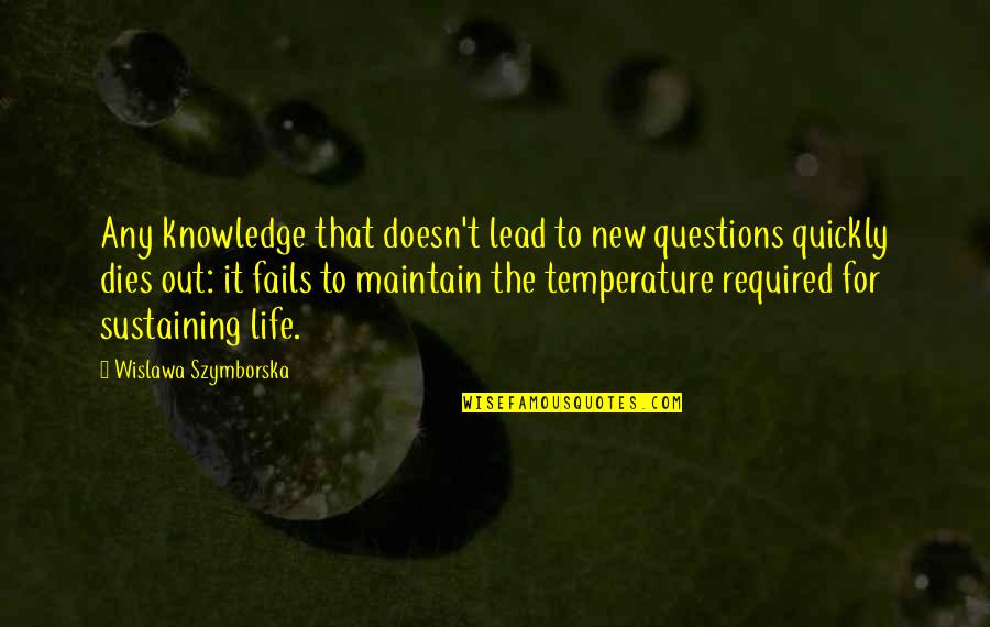 Life Fails Quotes By Wislawa Szymborska: Any knowledge that doesn't lead to new questions