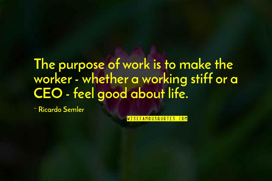Life Feel Good Quotes By Ricardo Semler: The purpose of work is to make the