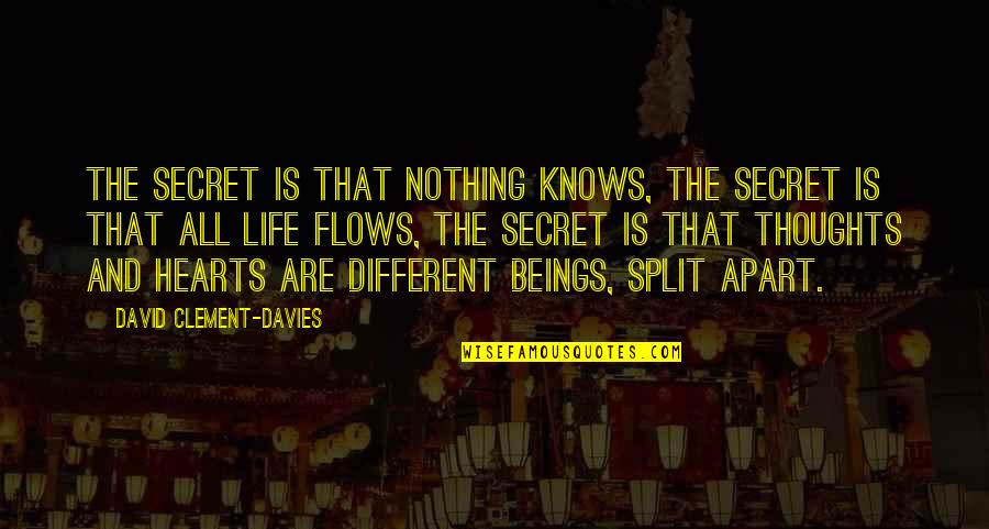 Life Flows Quotes By David Clement-Davies: The secret is that nothing knows, the secret Life Flows Quotes By David Clement-Davies: The secret is that nothing knows, the secret