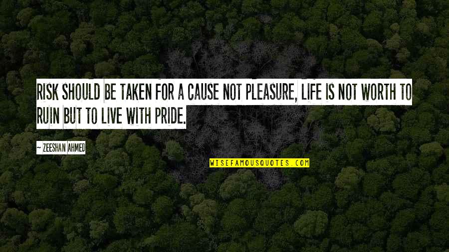 Life For Live Quotes By Zeeshan Ahmed: Risk should be taken for a cause not