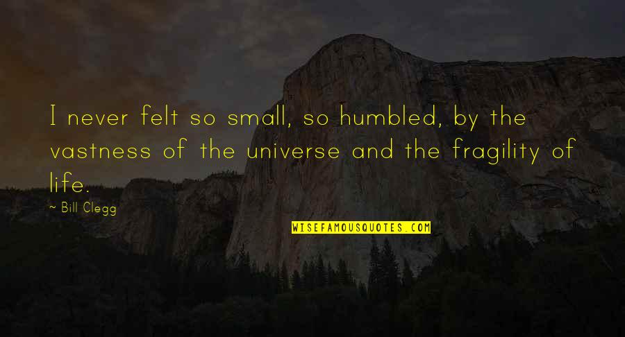 Life Fragility Quotes By Bill Clegg: I never felt so small, so humbled, by