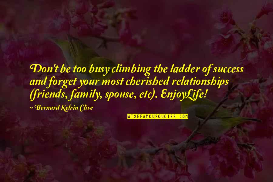 Life Friends And Family Quotes By Bernard Kelvin Clive: Don't be too busy climbing the ladder of