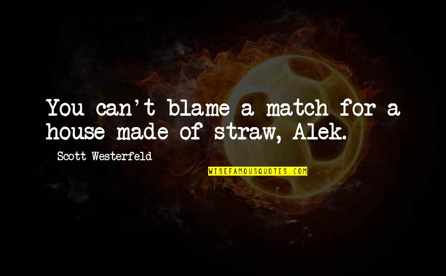 Life From Celebrities Quotes By Scott Westerfeld: You can't blame a match for a house