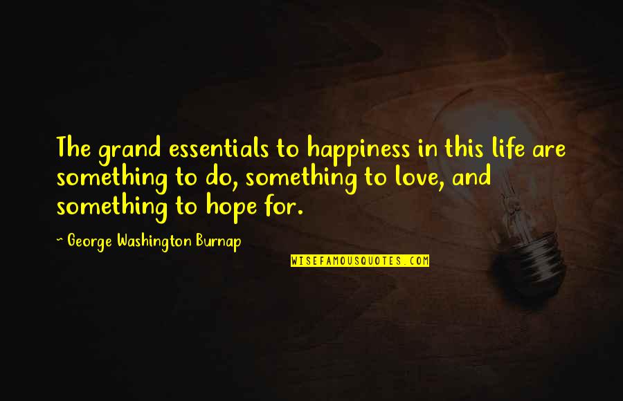 Life From George Washington Quotes By George Washington Burnap: The grand essentials to happiness in this life