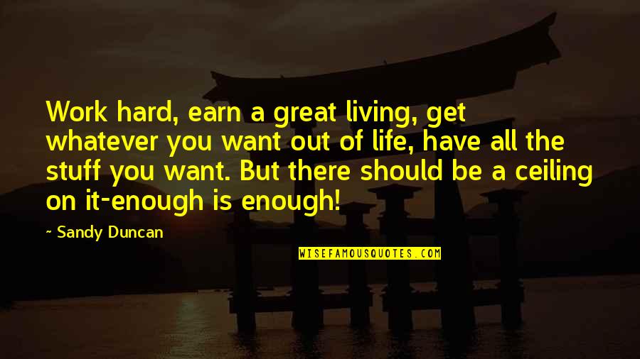 Life Get Hard Quotes By Sandy Duncan: Work hard, earn a great living, get whatever