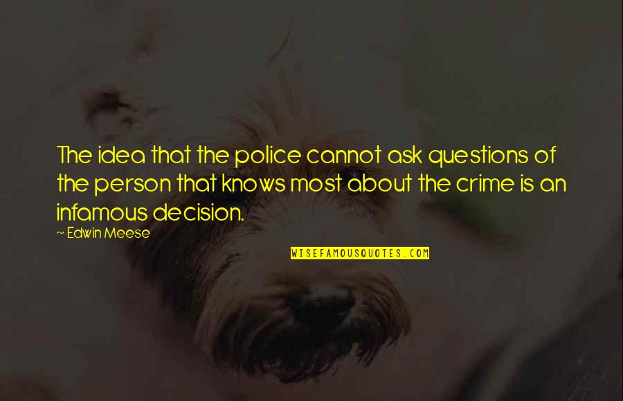 Life Gives You Quote Quotes By Edwin Meese: The idea that the police cannot ask questions