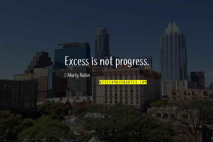 Life Giving Bible Quotes By Marty Rubin: Excess is not progress.