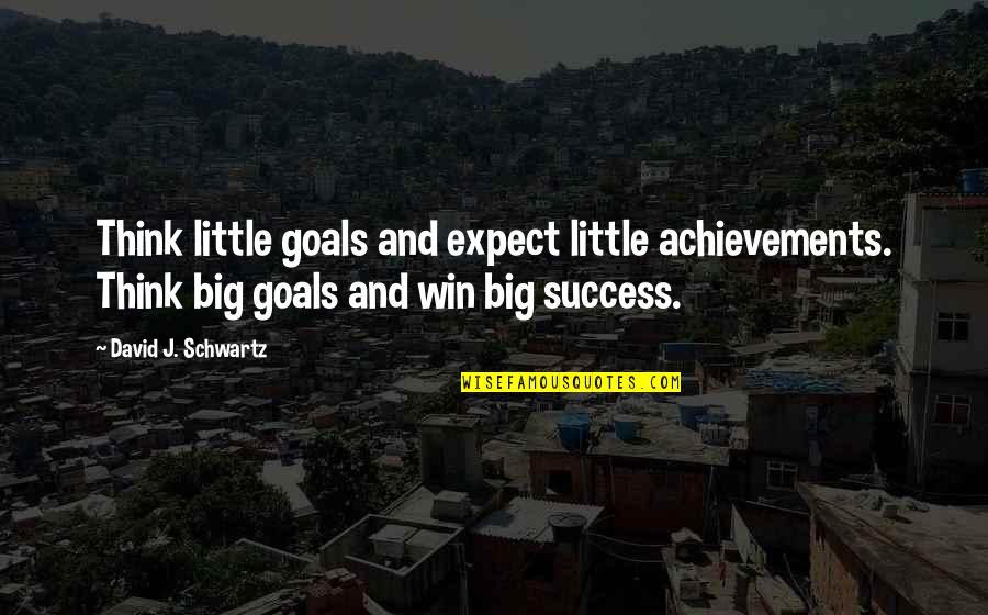 Life Goals And Success Quotes By David J. Schwartz: Think little goals and expect little achievements. Think