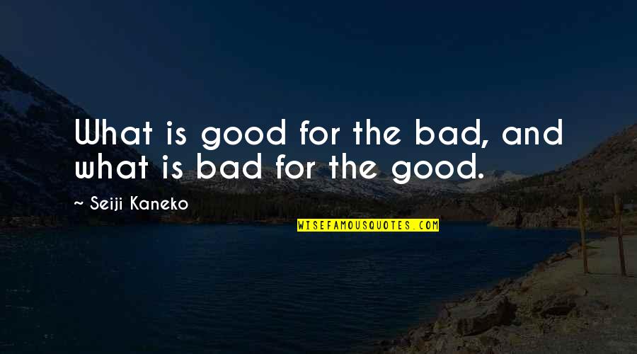 Life Good And Bad Quotes By Seiji Kaneko: What is good for the bad, and what
