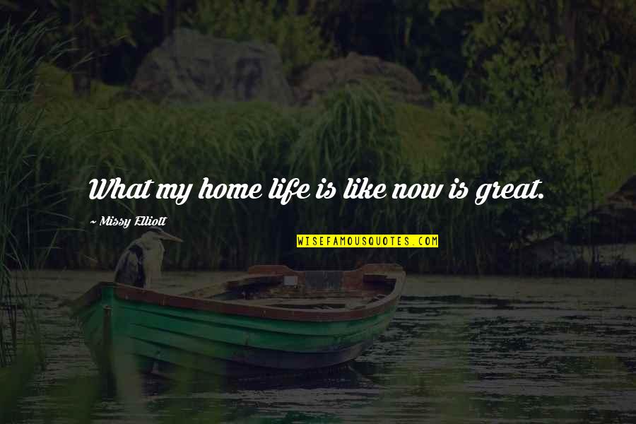 Life Great Quotes By Missy Elliott: What my home life is like now is
