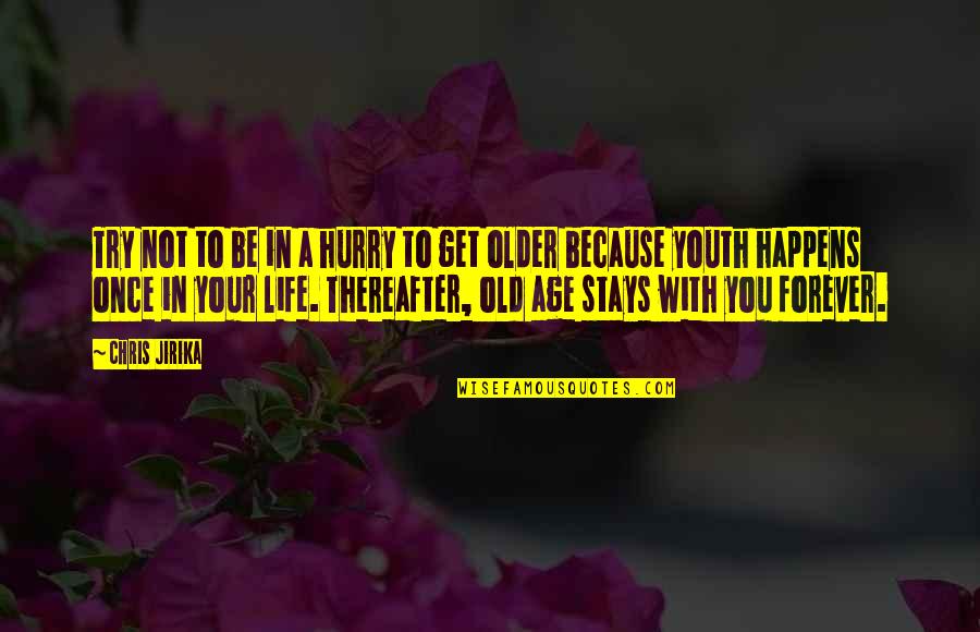 Life Happens Once Quotes By Chris Jirika: Try not to be in a hurry to