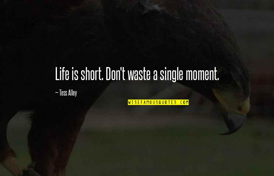 Life Happiness Short Quotes By Tess Alley: Life is short. Don't waste a single moment.