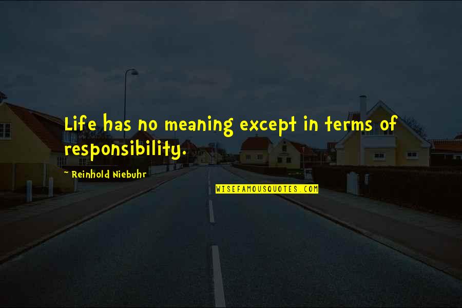 Life Has Meaning Quotes By Reinhold Niebuhr: Life has no meaning except in terms of
