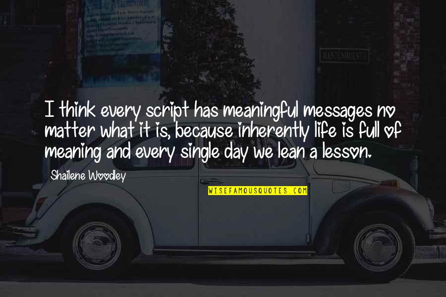 Life Has No Meaning Without You Quotes By Shailene Woodley: I think every script has meaningful messages no