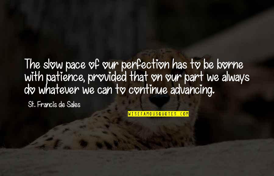 Life Has To Continue Quotes By St. Francis De Sales: The slow pace of our perfection has to