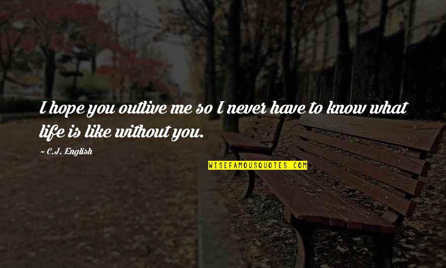 Life Heartache Quotes By C.J. English: I hope you outlive me so I never