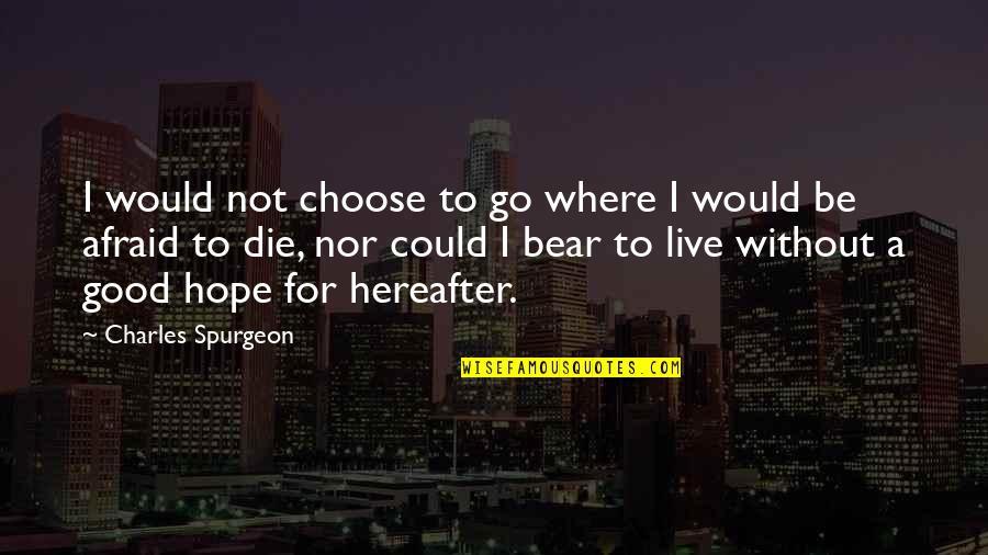 Life Hereafter Quotes By Charles Spurgeon: I would not choose to go where I