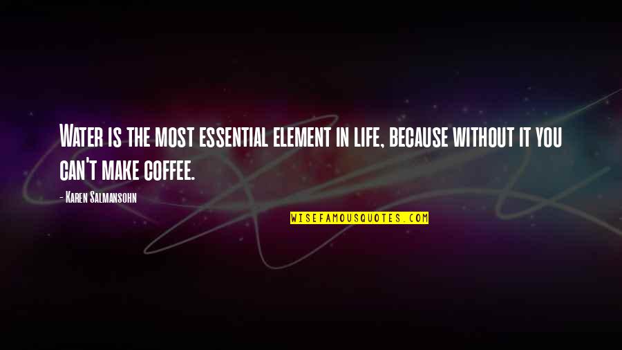 Life Humorous Quotes By Karen Salmansohn: Water is the most essential element in life,