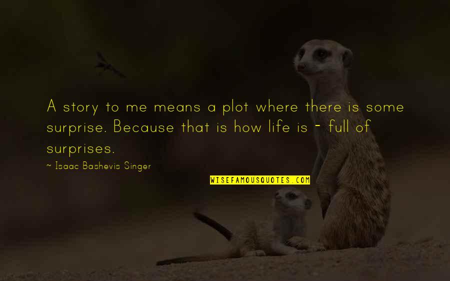 Life If Full Of Surprises Quotes By Isaac Bashevis Singer: A story to me means a plot where