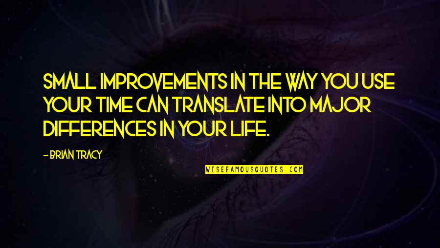 Life Improvements Quotes By Brian Tracy: Small improvements in the way you use your