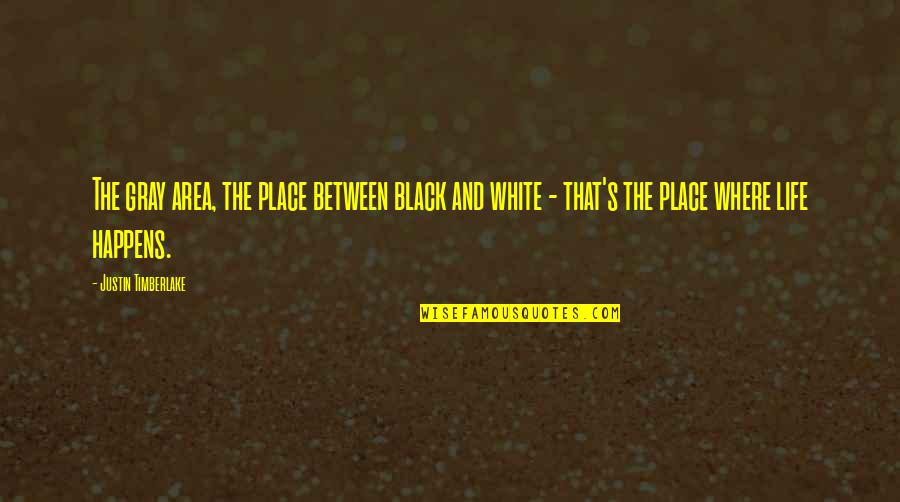 Life In Black And White Quotes By Justin Timberlake: The gray area, the place between black and Life In Black And White Quotes By Justin Timberlake: The gray area, the place between black and