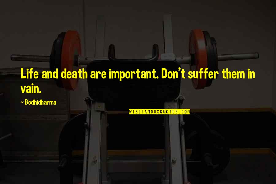 Life In Death Quotes By Bodhidharma: Life and death are important. Don't suffer them Life In Death Quotes By Bodhidharma: Life and death are important. Don't suffer them