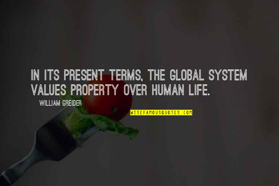 Life In Present Quotes By William Greider: In its present terms, the global system values Life In Present Quotes By William Greider: In its present terms, the global system values