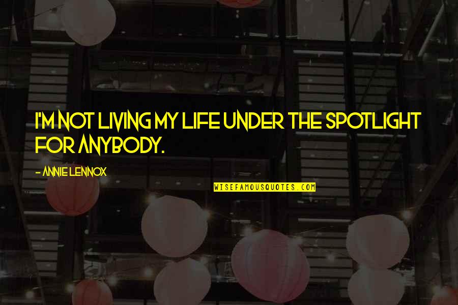 Life In The Spotlight Quotes By Annie Lennox: I'm not living my life under the spotlight