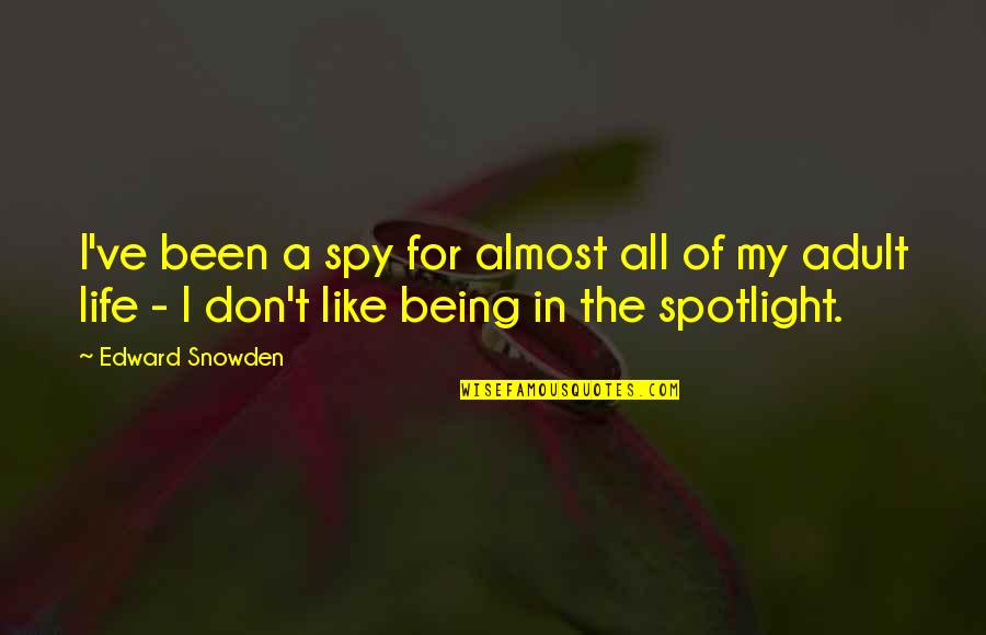 Life In The Spotlight Quotes By Edward Snowden: I've been a spy for almost all of Life In The Spotlight Quotes By Edward Snowden: I've been a spy for almost all of