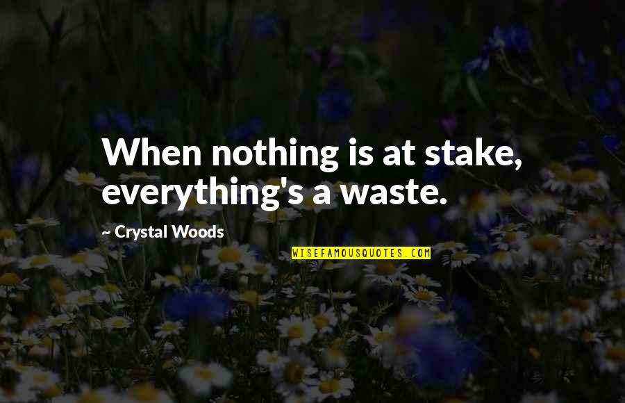 Life In The Woods Quotes By Crystal Woods: When nothing is at stake, everything's a waste.
