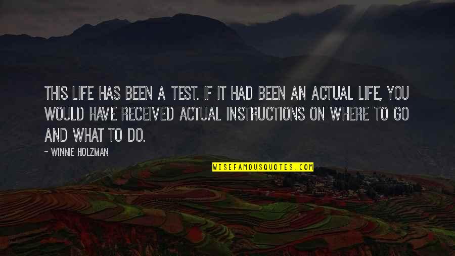 Life Instruction Quotes By Winnie Holzman: This life has been a test. If it