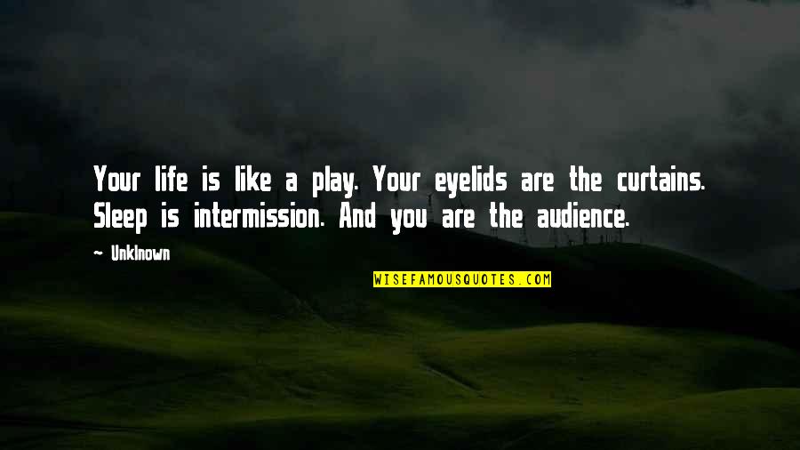 Life Is A Play Quotes By Unklnown: Your life is like a play. Your eyelids