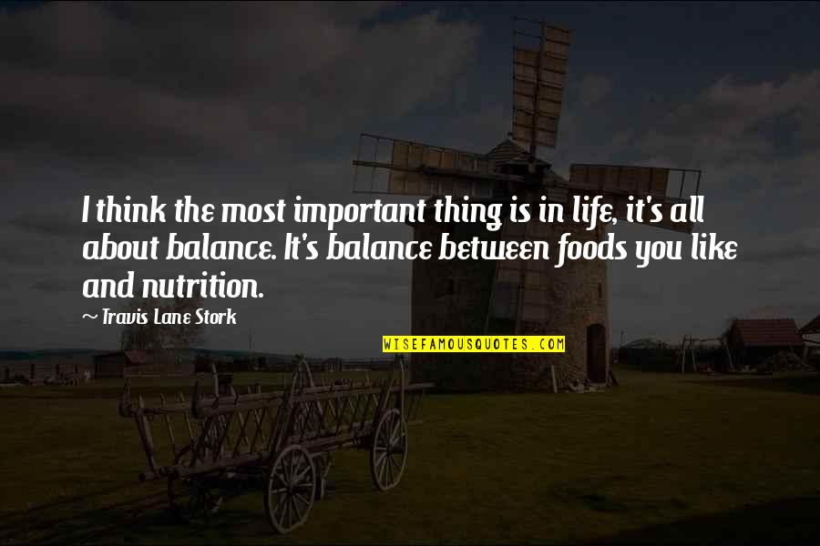 Life Is About Balance Quotes By Travis Lane Stork: I think the most important thing is in Life Is About Balance Quotes By Travis Lane Stork: I think the most important thing is in