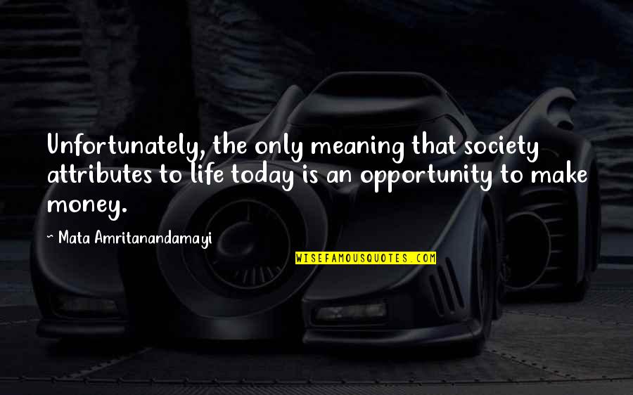 Life Is An Opportunity Quotes By Mata Amritanandamayi: Unfortunately, the only meaning that society attributes to