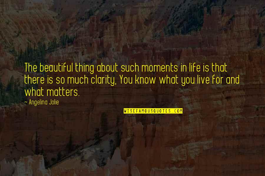 Life Is Beautiful So Live It Quotes By Angelina Jolie: The beautiful thing about such moments in life