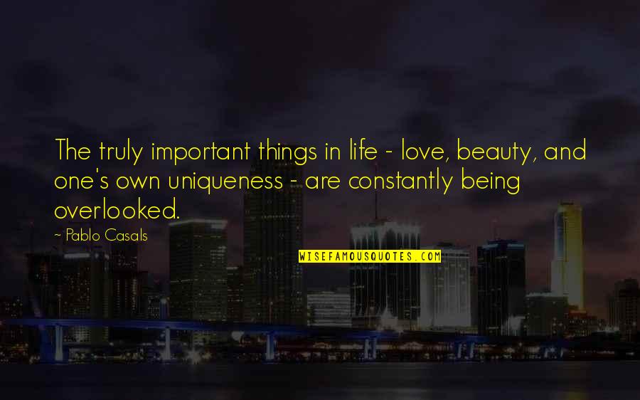 Life Is Beauty Quotes By Pablo Casals: The truly important things in life - love,