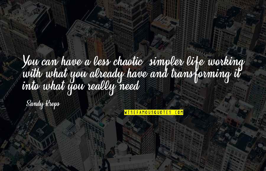 Life Is Chaotic Quotes By Sandy Kreps: You can have a less chaotic, simpler life