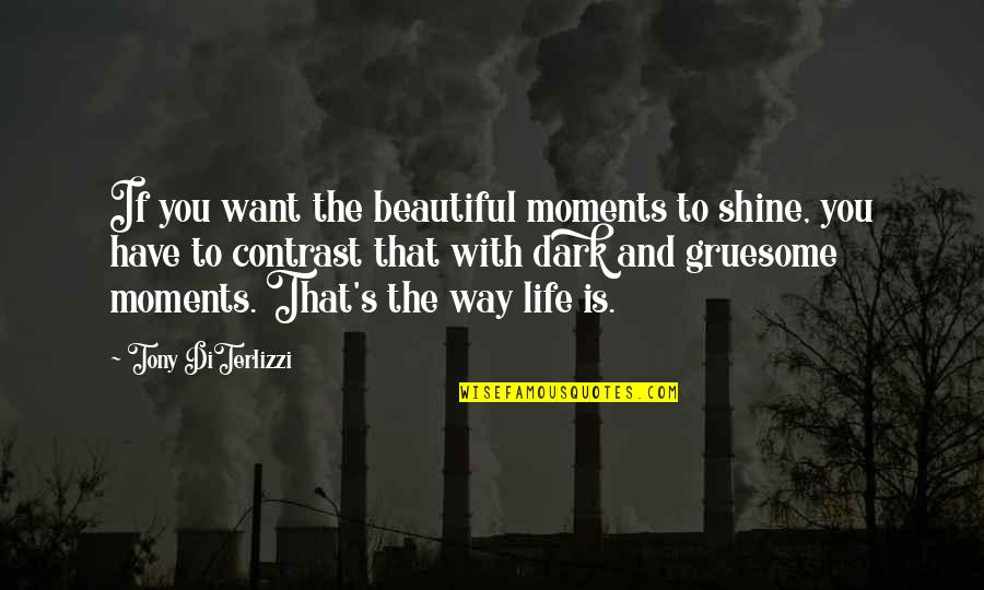 Life Is Contrast Quotes By Tony DiTerlizzi: If you want the beautiful moments to shine,
