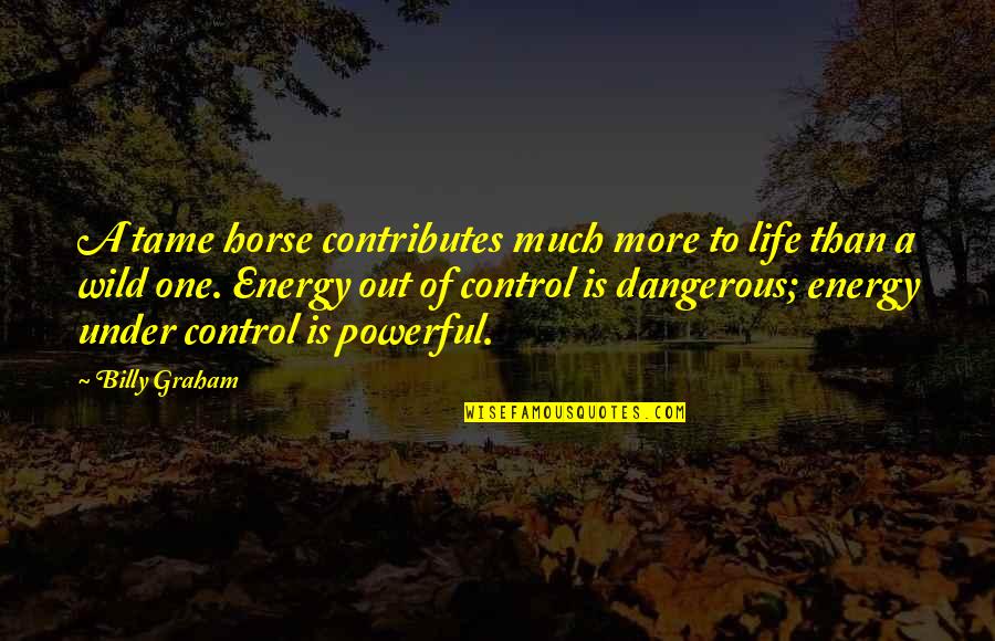 Life Is Dangerous Quotes By Billy Graham: A tame horse contributes much more to life Life Is Dangerous Quotes By Billy Graham: A tame horse contributes much more to life
