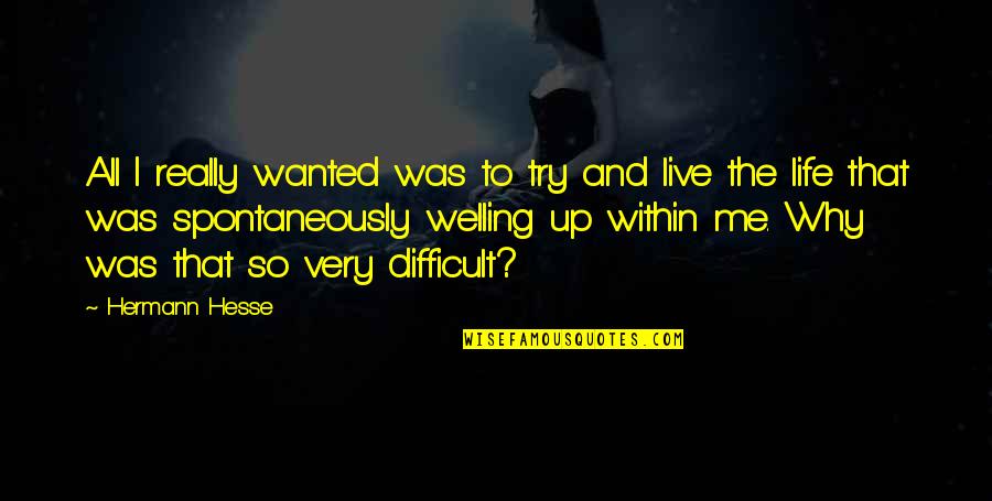 Life Is Difficult To Live Quotes By Hermann Hesse: All I really wanted was to try and