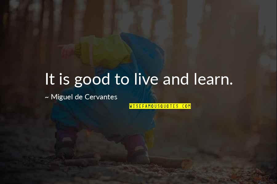 Life Is Good Live It Quotes By Miguel De Cervantes: It is good to live and learn.