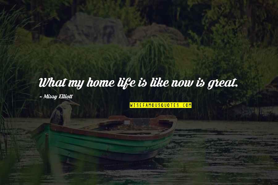 Life Is Great Quotes By Missy Elliott: What my home life is like now is