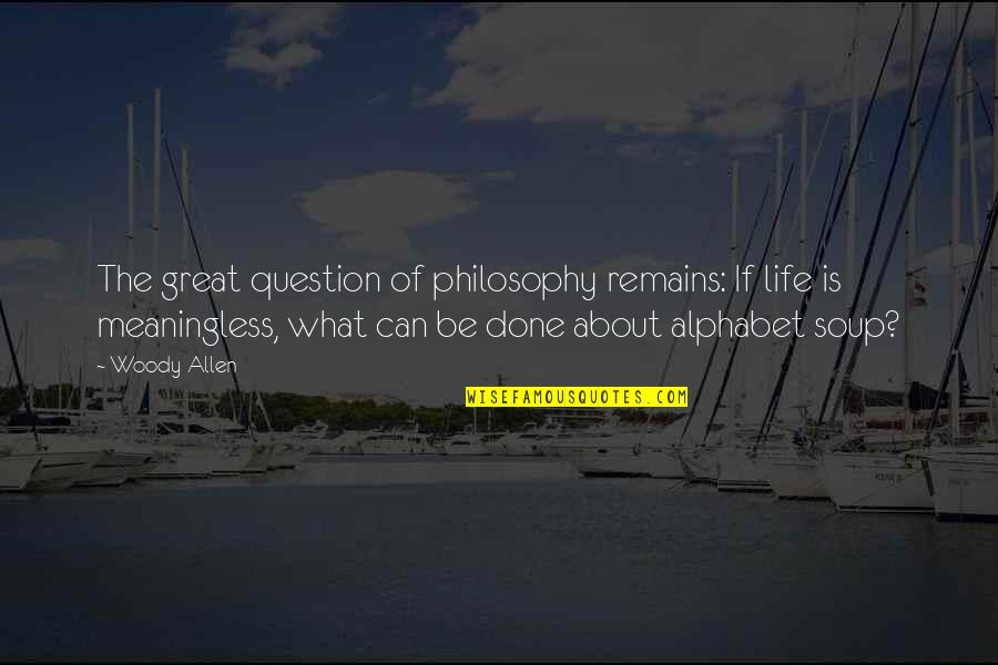 Life Is Great Quotes By Woody Allen: The great question of philosophy remains: If life