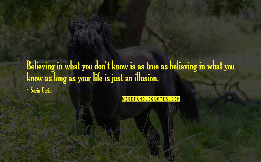 Life Is Just An Illusion Quotes By Sorin Cerin: Believing in what you don't know is as