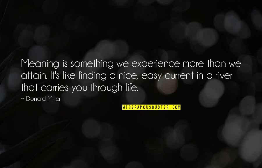Life Is Like A River Quotes By Donald Miller: Meaning is something we experience more than we